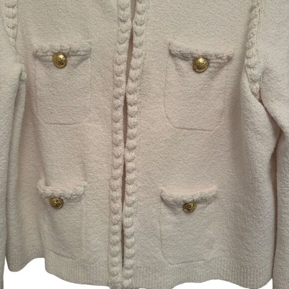 J. Crew Boucle White Jacket with gold buttons - Picture 3 of 7